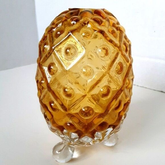Fenton Amber Pineapple Egg Footed Home Decor - Picture 1 of 9